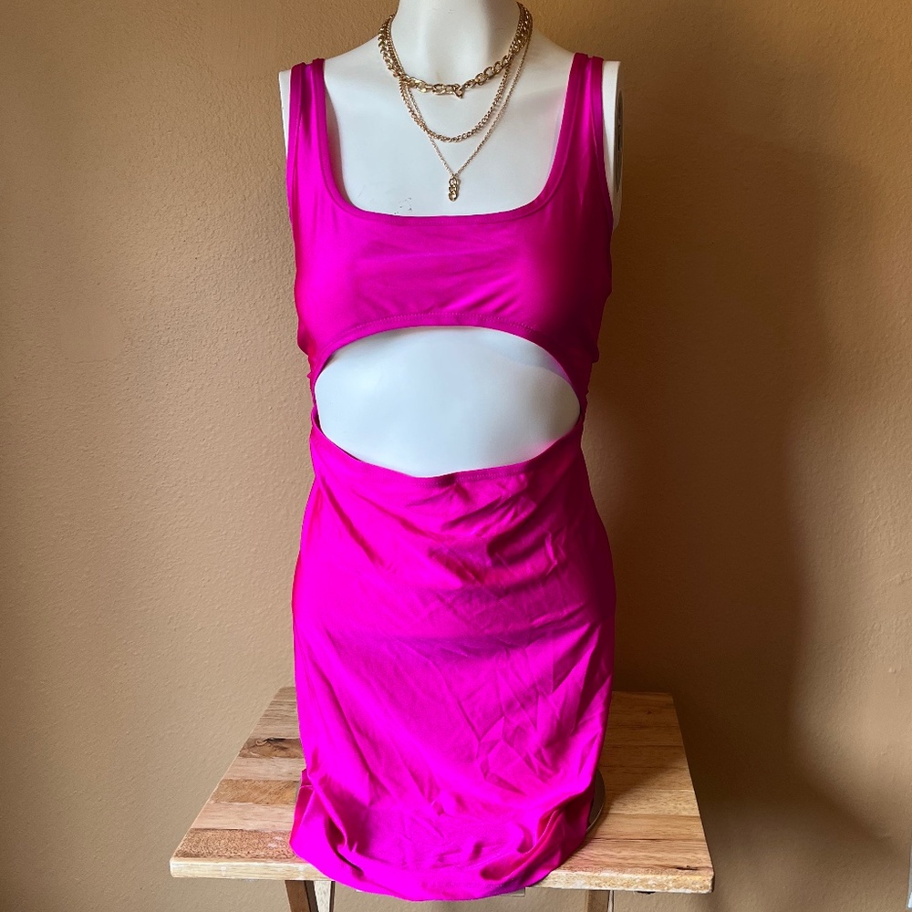 Sexy Neon Front Cut Out Bodycon Dress
